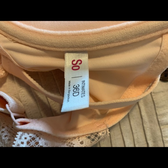 SO Intimates Nude Front Closure Lace Razor Back Elastic Adjustable Back Bra 36D - Picture 4 of 5